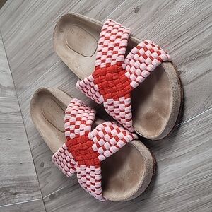 Marea New York Cruzado Woven Sandal in Red/pink 7-8